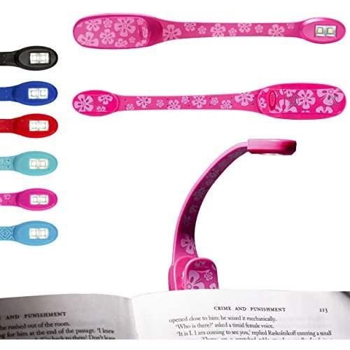 Flexilight Xtra Booklight Flexible Portable LED Clip Reading Light Book Lover Gift - Pink Flowers