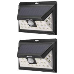 Mr Beams Solar Wedge Plus 24 LED Security Outdoor Motion Sensor Wall Light, 2 pack, Black, 2 Count