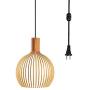 ANYE 15ft Black Plug-in UL On/Off Dimmer Switch Cord Retro Minimalist Style E26 Lamp Holder Wood Birdcage Pendant Light for Dining Room Cafe Restaurant Bulbs Not Included