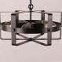 Unitary Brand Antique Black Metal Drum Shape Round Pendant Light with 5 E26 Bulb Sockets 200W Painted Finish