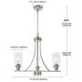 BONLICHT Contemporary Chandelier 3 Light Brushed Nickel Modern Lighting Fixtures Hanging Clear Glass Shades Pendant Light Classic Ceiling Lamp for Kitchen Dinging Room Living Room Bedroom Hallway