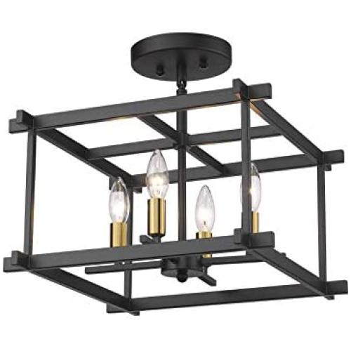 TENGXIN Flush Mount Ceiling Light,Chandelier for Living Room Bedroom,Kitchen, Hallway,Black Brass Finished with Iron metarial,UL Listed,No Bulbs Included