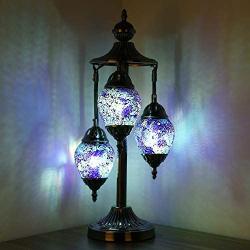 Marrakech 3 Globe Turkish Table Lamp Tiffany Style Mosaic Glass Moroccan Lantern Bedside Light for Living Room Bedroom (2)