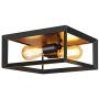 2-Light Flush Mount Ceiling Light Fixture, Industrial Black Metal Ceiling Light, Farmhouse Vintage Close to Ceiling Lights for for Kitchen Bedroom Foyer Hallway Stairway Entryway, E26 Base