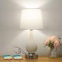 Touch Control Ceramic Table Lamp with USB Charging Ports, Dimmable Modern Nightstand Lamp with White Fabric Shade, Bedside Minimalist Lamp for Bedroom, Living Room, Office, A19 6W LED Bulb Included Touch Control Ceramic Table Lamp with USB Charging Ports, Dimmable Modern Nightstand Lamp with White Fabric Shade, Bedside Minimalist Lamp for Bedroom, Living Room, Office, A19 6W LED Bulb Included