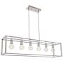 BONLICHT 6 Light Farmhouse Chandeliers Chrome Rectangle Modern Light Fixtures Ceiling Hanging,Ding Room Pendant Lighting for Kitchen Island Pool Table Foyer Living Room