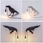 Crow Table lamp，Artificial Bird Shaped Table Lamp，Bird Wall Lamp Light LED Table Lamps，Desk Lamp Night Light for Adults Kids for Bedrooms, Living Rooms, Office Decoration (White-B)