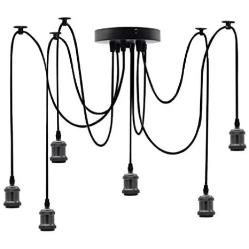 EmyTock Lighting Industrial Cluster 6 Way Pendant Light Fittings, Loft Bar Triple Hanging Pendant Ceiling Lights with Adjustable 200cm Wires for Kitchen Island Living Room Dining Room Black EmyTock Lighting Industrial Cluster 6 Way Pendant Light Fittings, Loft Bar Triple Hanging Pendant Ceiling Lights with Adjustable 200cm Wires for Kitchen Island Living Room Dining Room Black