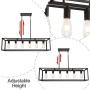 6 Light VINLUZ Classic Kitchen Island Pendnat Light Oil Rubbed Bronze Linear Adjustable Rectangle Chandelier for Dining Room Kitchen
