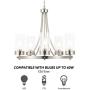 CO-Z 5 Light Chandelier Brushed Nickel, Modern Dining Room Light Fixture Hanging with Clear Glass Shade, Wagon Wheel Chandelier with Adjustable Chain for Living Room Bedroom Kitchen