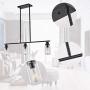 Sivilynus Black Chandelier Kitchen Island 3 Lights Farmhouse Lighting Pendant Light Fixture Ceiling Hanging Modern Industrial Style for Hallway and Dining Room