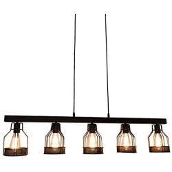 OYIPRO Industrial Kitchen Island Light, 5 Lights Pendant Light Metal Wire Cage Hanging Lamp Rustic Ceiling Light Fixture E26 Socket