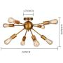Sputnik Chandeliers,Semi Flush Mount Ceiling Lighting 8 Lights Modern Pendant Ceiling Light for Dining Room Bed Room Hallway Brushed Brass CHITBIT