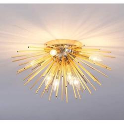 Dellemade Sputnik Chandelier, 8-Light Flush Mount Ceiling Light for Bedroom, Living Room, Dining Room, Office (Gold)