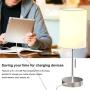 DEEPLITE Small Table Lamp, Bedside Lamp with USB Port, Simple Designed Modern Lamps for Bedrooms Living Room Office Nightstand Side/End Table, Brushed Nickel Metal Base, White Lampshade (Set of 2)