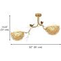 LITFAD 2 Lights Woven Nest Chandelier Light Contemporary Metal and White Glass Pendant Lamp with Bird Accents Creative LED Hanging Ceiling Light Fixtur for Dining Room Living Room Restaurant