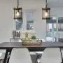 Giluta Round Wood Pendant Light Kitchen Island Hanging Light Fixture with Seeded Glass Shade, Rustic Dining Room Ceiling Light Fixture Height Adjustable , UL Listed