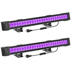 FAISHILAN 2 Pack UV LED Black Light, 24W Blacklight Bar with 5Ft US Plug & Switch, Glow in The Dark Party Supplies for Stage Lighting, Halloween, Body Paint, Fluorescent Poster