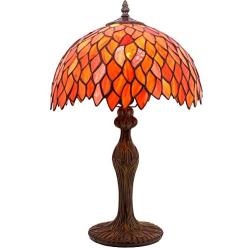 Tiffany Lamp Red Wisteria Style Table Desk Reading Light W12H18 Inch Tall S523R WERFACTORY LAMPS Parent Lover Friend Kid Living Room Bedroom Study Office Coffee Bar Bookcase Bedside Antique Craft Gift