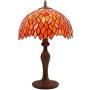 Tiffany Lamp Red Wisteria Style Table Desk Reading Light W12H18 Inch Tall S523R WERFACTORY LAMPS Parent Lover Friend Kid Living Room Bedroom Study Office Coffee Bar Bookcase Bedside Antique Craft Gift