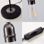 Indoor Table Lamp Black & Matt Silver E26 Socket Reading Desk Light Fixture for Living Room Bedroom