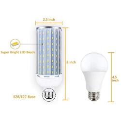 Intpro 60W LED Corn Light Bulb Lamp, 6000LM E26/E27 6000K 85V~265V Super Bright Light for Indoor Large Area, Garage barn Workshop Warehouse Factory Porch Backyard High Bay Street Outdoor