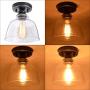 HMVPL Semi Flush Ceiling Lamp, Industrial Glass Close to Ceiling Light Farmhouse Pendant Lighting Fixtures Edison Lights for Kitchen Island Dining Room Bedroom Foyer Hallway Entryway
