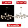 MEEROSEE Sputnik Chandeliers Modern Glass Bubble Chandelier Wired Aluminum Pendant Lighting W37.4'' 12-Light Brushed Brass Ceiling Fixture for Dining Room Foyer Kitchen Island Bedroom Living