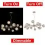 MEEROSEE Sputnik Chandeliers Modern Glass Bubble Chandelier Wired Aluminum Pendant Lighting W37.4'' 12-Light Brushed Brass Ceiling Fixture for Dining Room Foyer Kitchen Island Bedroom Living