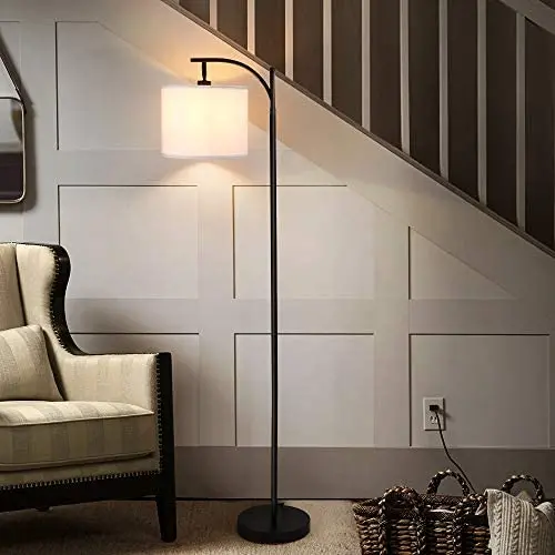 HUESLITE Industrial Standing Lamps for Living Room, Retro Farmhouse Arc Floor Lamp for Bedroom Reading (Black) HUESLITE Industrial Standing Lamps for Living Room, Retro Farmhouse Arc Floor Lamp for Bedroom Reading (Black)
