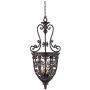 French Scroll Rubbed Bronze Pendant Chandelier 15 1/4'' Wide Rustic Country Iron 3-Light Fixture for Dining Room House Foyer Kitchen Island Entryway Bedroom Living Room - Franklin Iron Works