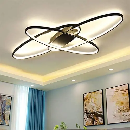 Living Room LED Ceiling Lights Dimmable Light Fixtures Ceiling Flush Mount with Remote Control Ceiling Lighting, Modern Chic Oval Design Chandelier for Bedroom Dining Room Kitchen Lamp (Black) Living Room LED Ceiling Lights Dimmable Light Fixtures Ceiling Flush Mount with Remote Control Ceiling Lighting, Modern Chic Oval Design Chandelier for Bedroom Dining Room Kitchen Lamp (Black)