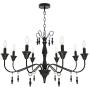 VINLUZ Black Rustic French Country Chandelier Lighting, 8 Light Metal Vintage Kitchen Island Pendant Light for Dining Room Industrial Farmhouse Ceiling Hanging Fixture