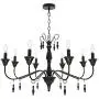 VINLUZ Black Rustic French Country Chandelier Lighting, 8 Light Metal Vintage Kitchen Island Pendant Light for Dining Room Industrial Farmhouse Ceiling Hanging Fixture