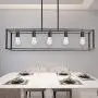 VINLUZ Farmhouse Chandeliers 5-Light Black Dining Room Lighting Linear Contemporary Metal Pendant Light Large Industrial Rustic Hanging Ceiling Light Fixtures for Kitchen Island Foyer Bar