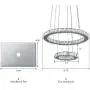 KAI Modern Crystal Chandelier Dimmable with Remote Control Temperature Adjustable Pendant Light with 4320LM Chrome Adjustable Height 2 Rings Flush Mount Ceiling Lighting for Dining Room