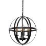 Lika 4-Light Chandeliers 15.8'' Rustic Farmhouse Pendant Light with Industrial Metal Spherical Shade for Kitchen Island, Dining Room, Farmhouse, Foyer (Black)