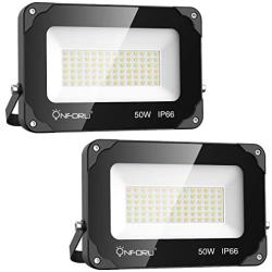 Onforu 50W LED Flood Light, 5500lm Bright LED Floodlight, IP66 Waterproof Outdoor Security Lights, 5000K Daylight White 2 Pack Flood Light for Yard, Playground, Basketball Court