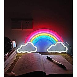 Rainbow Neon Lights Signs Festival Neon Signs for Wall Art Decor Light for Bedroom Home Decoration, Lounge Office Wedding Christmas Valentines Day Party Operated by USB