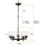 JAZAVA 5-Lights Modern Chandeliers, Pendant Lighting Hanging Adjustable Island,Semi Flush Ceiling Lights for Dinging Room Living Room Kitchen Bedroom, Clear Seeded Glass with Oil Rubbed Bronze Finish