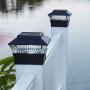 TIJNN Solar Post Lights(4 Packs)Outdoor Garden Deck Fence Waterproof LED Wooden Posts or Railing Lightfor 4x4 Wooden Posts or Railing
