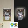 Pfrewn Tropical Funny Sloth Floral Palm Night Light Plug in Set of 2 for Kids Adults Boys Girls Babies,Animal Rose Night Lights Led Auto Motion Senor for Reading Bathroom Bedroom Nursery Decorative