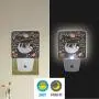 Pfrewn Tropical Funny Sloth Floral Palm Night Light Plug in Set of 2 for Kids Adults Boys Girls Babies,Animal Rose Night Lights Led Auto Motion Senor for Reading Bathroom Bedroom Nursery Decorative