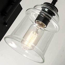 Maxax Wall Sconce Set of 2 Wall Lights with Clear Glass Shade,Home Lighting Wall Lamp for Dining Room,Bedroom Bedside,Living Room,Hallway,Black Finish