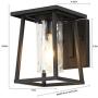 Small Modern Outdoor Wall Light Fixtures Exterior Wall Lantern Outside Lamp Wall Mounted Waterproof Black Finish with Water Glass Outdoor Wall Sconce for Driveway Patio Porch Lighting