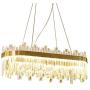 LITFAD Oval LED Chandelier Light Fixture Postmodern Crystal Block Gold Flush Mount LED Hanging Ceiling Light Art Deco Pendant Light for Dining Room Bedroom Livingroom Restaurant, Bulb Included