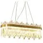 LITFAD Oval LED Chandelier Light Fixture Postmodern Crystal Block Gold Flush Mount LED Hanging Ceiling Light Art Deco Pendant Light for Dining Room Bedroom Livingroom Restaurant, Bulb Included