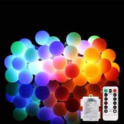 ALOVECO LED String Lights, 18ft 50 LED Battery Powered String Lights, 8 Modes with Remote, Waterproof Globe Starry Fairy String Lights for Bedroom, Garden, Christmas Tree, Wedding, Party(Multi Color)