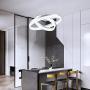 WELAKI LED Chandeliers Modern Pendant Light, Adjustable Two Rings Dimmable Chandelier Lighting Fixture for Living Room Bedroom Kitchen Island Resturant Dining Room, 6000K Cool White,60W (Silver Shell)