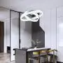 WELAKI LED Chandeliers Modern Pendant Light, Adjustable Two Rings Dimmable Chandelier Lighting Fixture for Living Room Bedroom Kitchen Island Resturant Dining Room, 6000K Cool White,60W (Silver Shell)